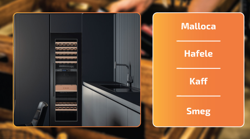 Tủ rượu âm hafele, malloca, smeg